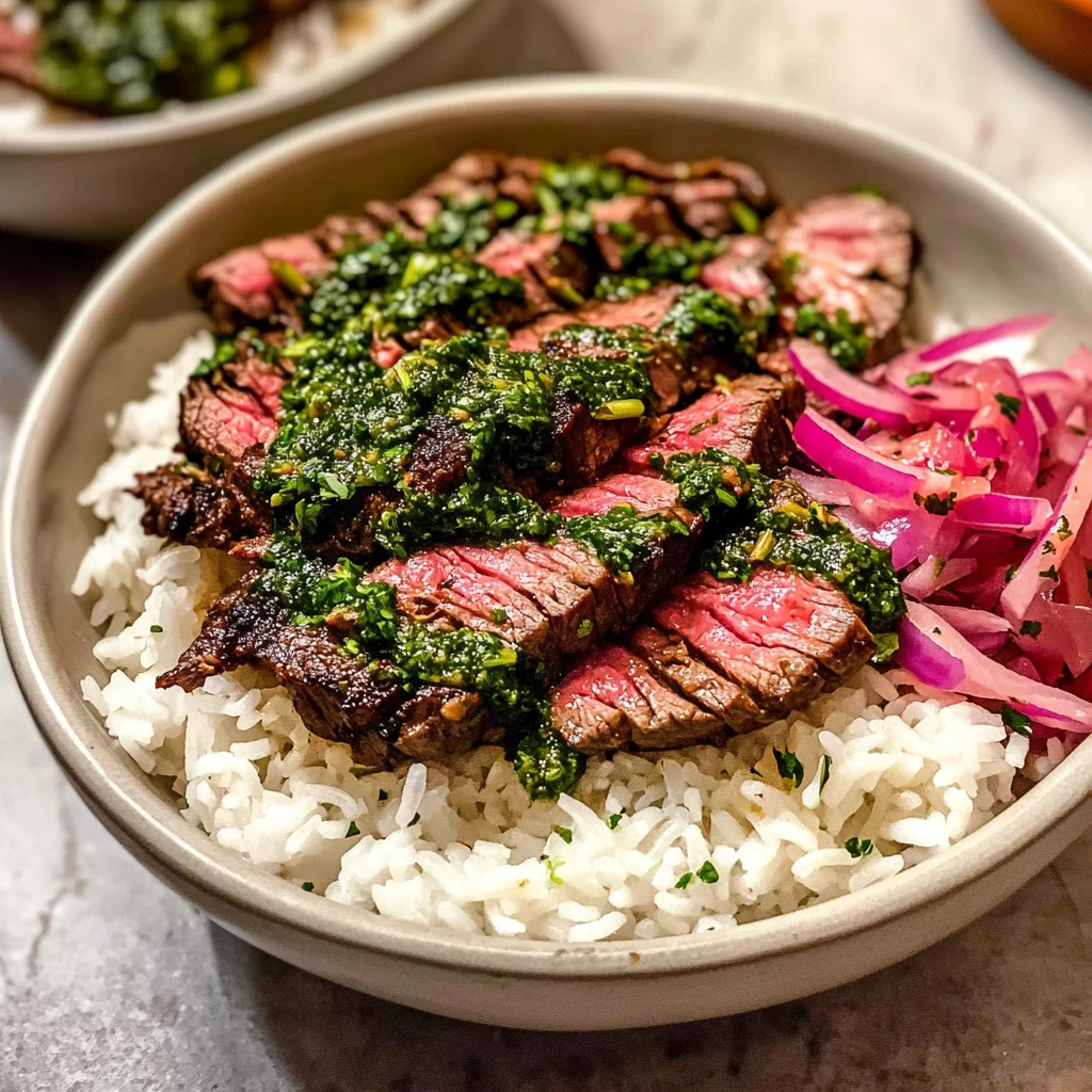 Skirt Steak Rice Bowls with Chimichurri Sauce