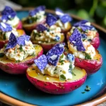 Red, White, and Blue Deviled Potatoes