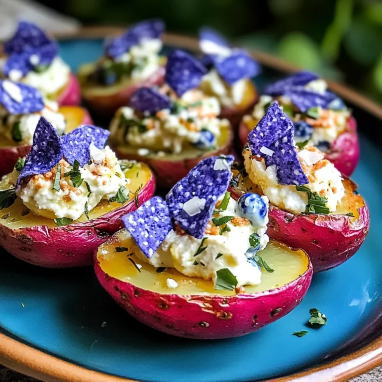 Red, White, and Blue Deviled Potatoes