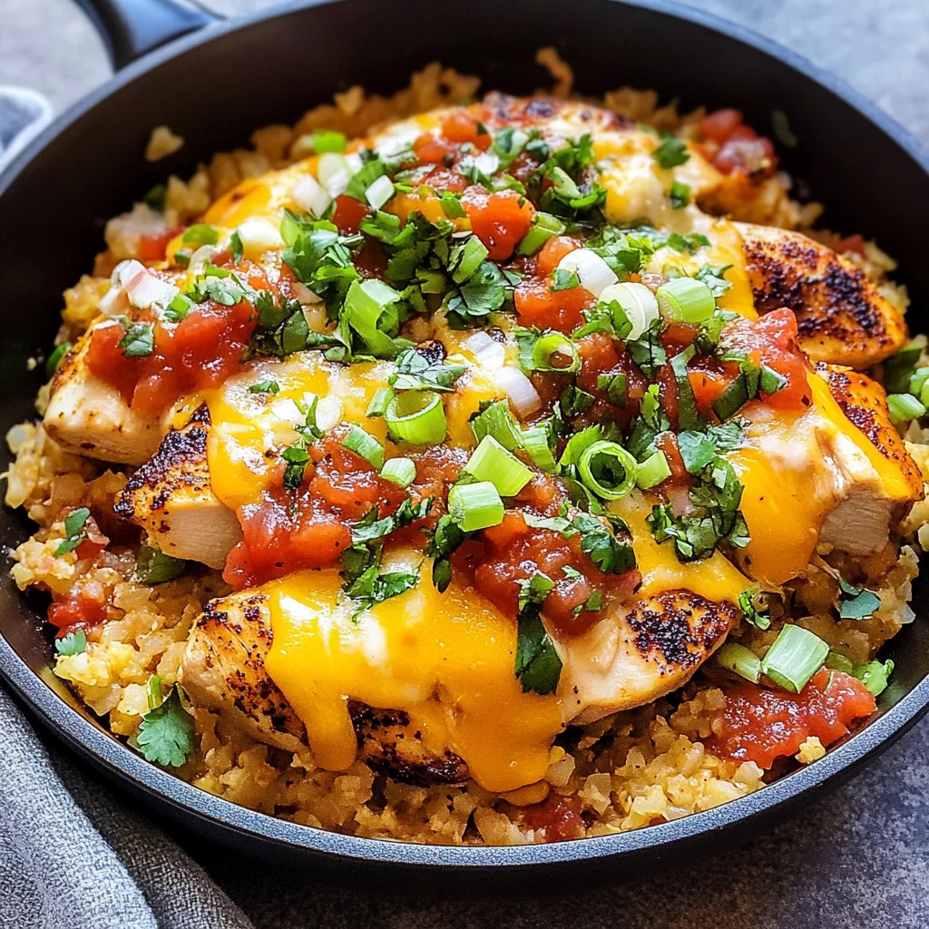 Salsa Chicken and Cauliflower Rice Skillet