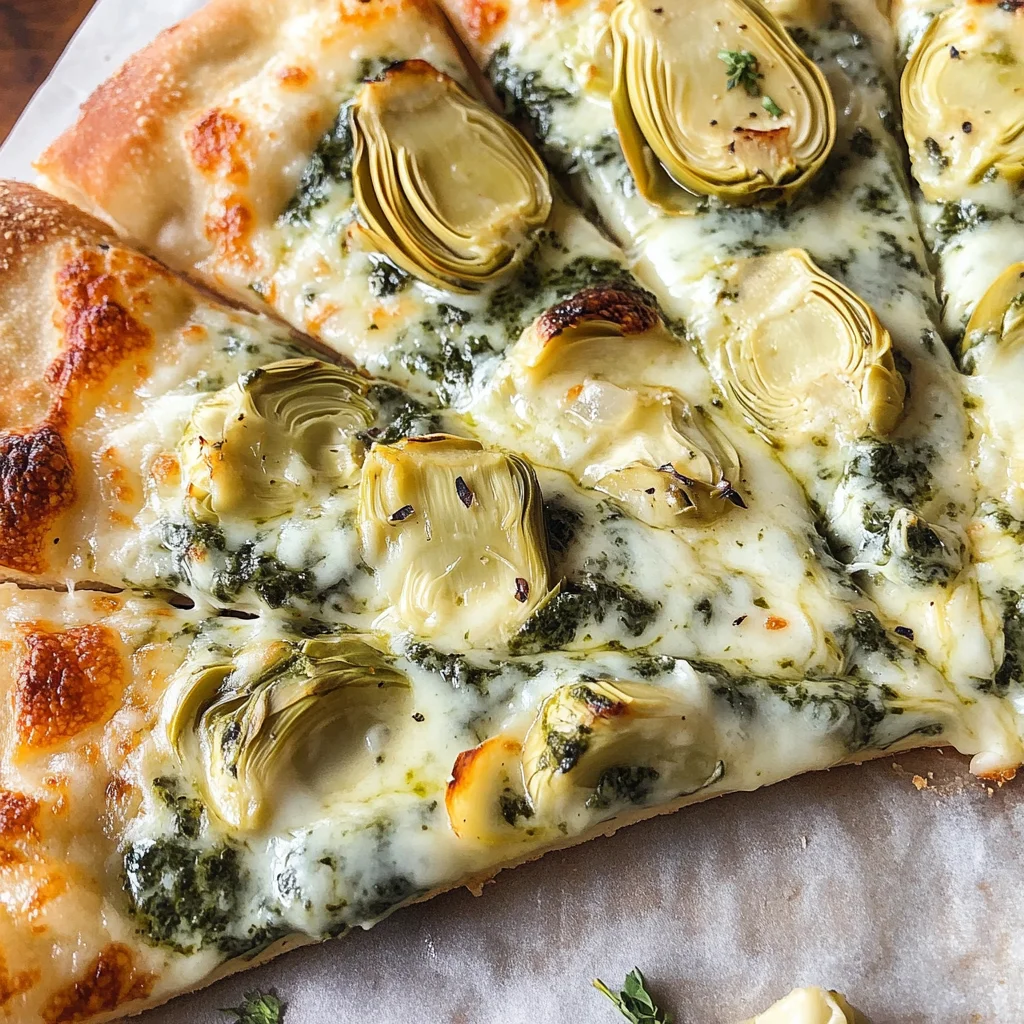 artichoke pizza with spinach parmesan cream sauce